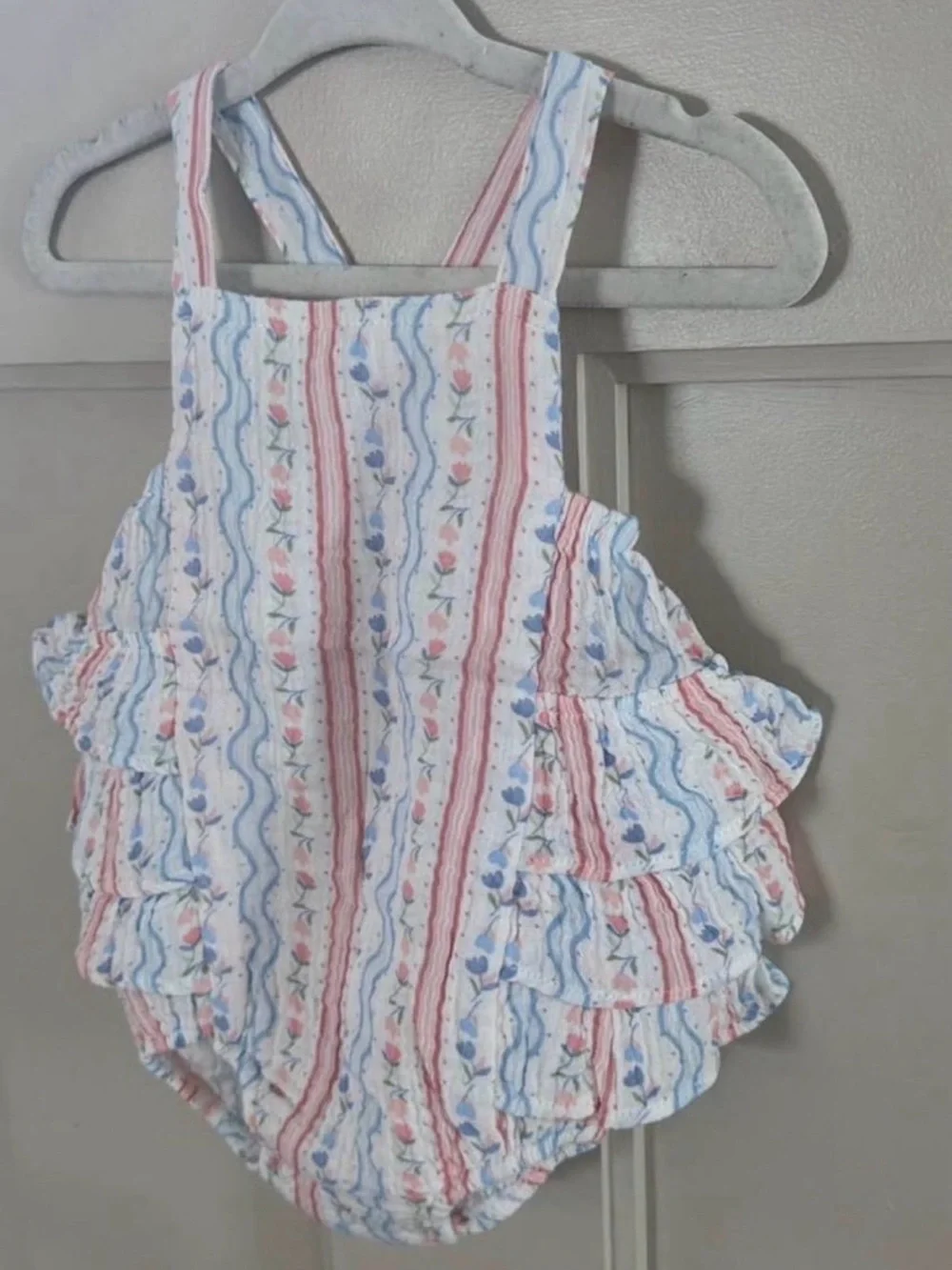 NWT Angel Dear Ruffle Sunsuit, Tulip Stripe